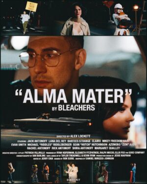 Jack Antonoff Instagram - alma mater music video tomorrow ❤️

starring -
my parents
mq
@rachelantonoff 
@honeymoon 
@bartees_strange 
@clairo 
@mikeyfreedomhart 
@hutchdrums 
@mriddles 
@esmith109 
@zemaudu 

directed by @alexlockettup 
creative by @patriciavillirillo 

made with @jamieoborne @edbl0w @carrgregs @champagneperdi @madgirlrirri @chloepacee