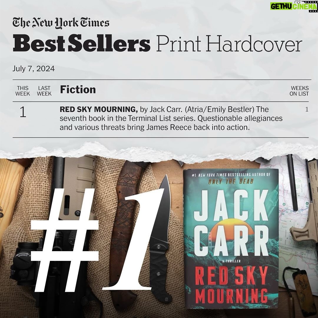 Jack Carr - 5K Likes - Thank you to everyone who made RED SKY MOURNING Number One on the New York Times Bestsellers List in Print Hardcover and Combined Print and eBook. It is extremely humbling, and I appreciate it more than I can express. 🙏🇺🇸
How did I celebrate? By diving in on the next project.
There is a lot in the works. Can’t wait to share more with you.
Onward!
#JackCarr #JackCarrUSA #RedSkyMourning #JamesReece #NewYorkTimesBestseller #ThankYou #Read #Humbled
