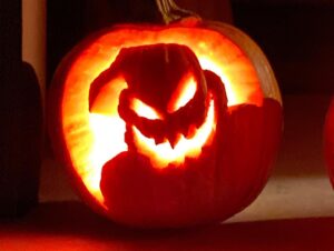 Jacob Vargas Instagram - Pumpkin carving time. Rose carved The Oogie Boogie Man and Ava carved an #AmongUs character. Great job Ladies!!!