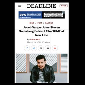 Jacob Vargas Instagram - Super excited to work with the amazing @ssoderbergh again. KIMI is gonna be a crazy ride!!!!