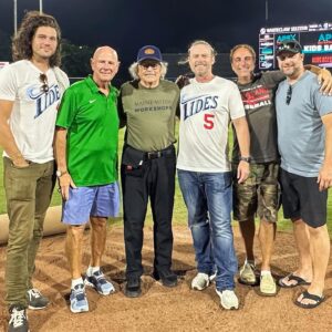 Jacob Young Instagram - Thank you Ken Young for your hospitality and allowing us to watch your team @norfolktides absolutely crush the @gostripers ! So much fun!! Swipe left to see @trentkgarrett face plant me with his arse. 😆( no people were actually hurt during this brotherly roughhousing) 😂