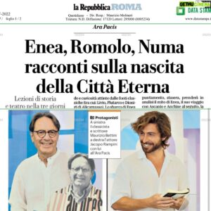 Jacopo Rampini Instagram - On November 25th, 26th and 27th in Rome at 9pm at Museo dell'Ara Pacis @museiincomuneroma a 3 day performance on the history of the Eternal City. 

MITI ED EROI. LA NASCITA DI ROMA

Un ciclo di tre reading che raccontano le origini di Roma attraverso le voci di tre dei suoi eroi fondanti: Enea, Romolo e Numa.
Darà voce a queste leggende Maurizio Bettini, accompagnato da letture di @jacoporampini e con l'introduzione di @singerdanco .

Il 25, 26 e 27 novembre 2022 alle 21:00 presso l'Auditorium dell’Ara Pacis.

Tutti gli appuntamenti sono a ingresso gratuito con prenotazione consigliata allo 060608.
Scopri di più su
> http://www.framecultura.it/miti-ed-eroi/

@festivalcomunicazione @cultureroma @roma @museiincomuneroma @zetemaprogettocultura

#roma #eventi #cultura #arapacismuseum #igersitalia #italy