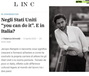 Jacopo Rampini Instagram - I had a great conversation with @fedegrim for LINC Magazine of @manpower_italia 
(Photographed in New York by @saramontalbano )

Link in bio