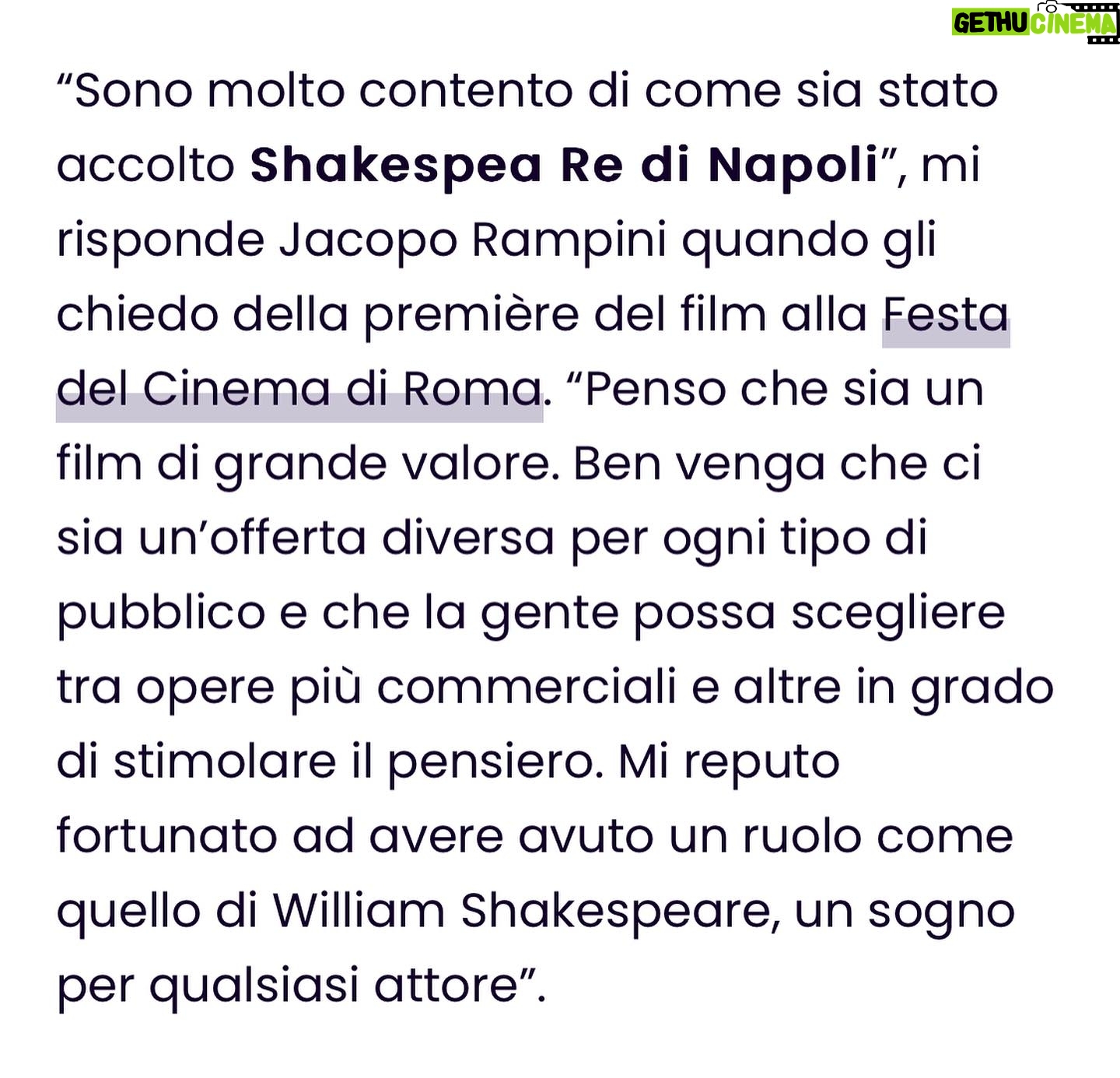 Jacopo Rampini - 2.7K Likes - Thank you @thewom @cernigliapietro and @manzopiccirillo for this in depth interview on playing William Shakespeare in my upcoming film “Shakespea Re di Napoli” premiering at @romacinemafest this week.
Photographed in NY by @saramontalbano
#romefilmfest
#festadelcinemadiroma
#thewom
#shakespearedinapoli