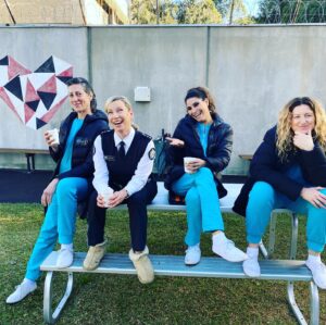Jacqueline Brennan Instagram - Teal to the left of me, teal to the right -  here I am... #tealtuesday #loukelly #zaina #mandythemullet  #smiles @wentworthonfoxtel @corriechen