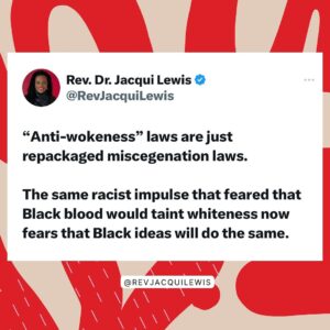 Jacqui Lewis Instagram - Loving the comments on this on tweet. Accepting and celebrating all people brings a richness to the world that white-supremacy cannot abide by because it demands that only “whiteness” is worthiness. In the end white supremacy robs us all of a vibrant and colorful world with endless possibilities. 

#GodIsLove #GrownUpGod #BlackAllWays #AllWaysBlack #StayWoke