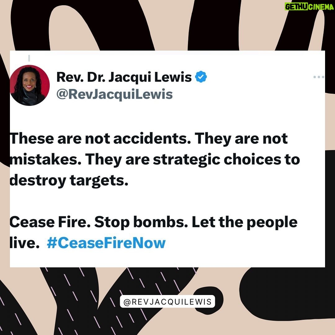 Jacqui Lewis - 416 Likes - We see what is happening.
We will not be silent.
We will not be complicit.
Israel’s government is willing to kill aid workers to ENSURE that they can kill Palestinians. Where is the value for any human life?
People of morals- let us be moved by our collective conscience to speak up.💔✊🏾
#GodIsLove #ProgressiveChristianity #FierceLove #LovePeriod