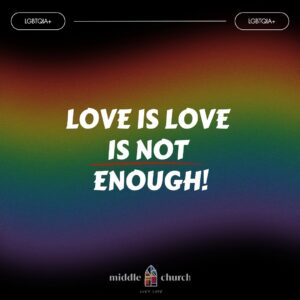 Jacqui Lewis Instagram - Love is love is not enough this Pride.

We have reached a historic number of anti-LGBTQIA  bills, the highest in US history, and it’s ONLY June.

Our queer & trans siblings are suffering at the hands of people in power. Gender-affirming care is being banned across the US, abortions are being banned, trans children are being outed by their teachers and school counselors, our trans siblings are dying at an alarming rate, saying love is love is not enough.

FIERCE LOVE, as our senior minister @revjacquilewis has told us, is through ACTION. It’s what we do and what we say. Check the last slide for how you can help your trans siblings, check in on them, write in to your local legislator and be a voice for them, vote for them. 

They need us. ALL OF US. 🏳️‍⚧️🌈❤️

To our LGBTQIA  siblings, here at Middle Church, we see you, we love you, and we will continue to fight for you, always.