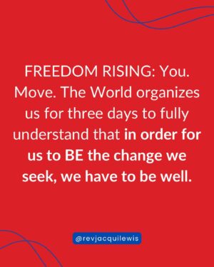 Jacqui Lewis Instagram - We are just about a week away from Freedom Rising: You. Move. The. World. 

I cannot WAIT to share space with our incredible lineup of guests including William Barber, V Ensler, Valarie Kaur, Gabby Bernstein, and Cole Arthur Riley. 

Join us April 26-28 in New York or digitally. Let’s get ready for the election. Let’s prepare to vote for Love. Let’s heal the world.

Tickets at www.freedomrisingconference.com

#VoteLove #LovePeriod #FierceLove #ProgressiveFaith #SaveDemocracy