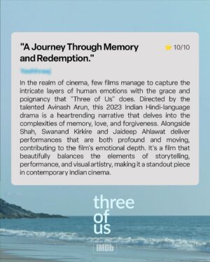 Jaideep Ahlawat Instagram - The fan reviews are in, and they are as heartfelt as Three Of Us 💛🍂

What did you think of the movie? 🤔

🎬: 
Three of Us | Netflix