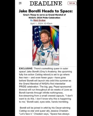 Jake Borelli Instagram - So excited to finally be able to share! April seems to always bring good news! 🎉 See you in Space gays! 🏳️‍🌈 #Pride #NASA #JessicaChastain