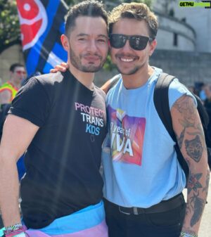 Jake Graf Instagram - Pride was an absolute blast this year. ❤️🌈🥳

Catching up with old friends, a lot of our beautiful followers and lots and lots of trans and LGBTQ families, all loving and supporting their trans young people.✊🏼✊🏾🏳️‍⚧️

We were privileged to speak on both the trans stage and the main stage this year and seeing the love, support and strength for the trans community is truly awesome.

The message for the day: If you care about trans or LGB people, then get out and vote on Thursday and GET THE TORIES OUT.🙏🏼

#lgbt #pride #love #proud #hope #strongertogether #trans #ftm #mtf #nonbinary #beautiful 

Thanks to @thephluidproject for our shirts!