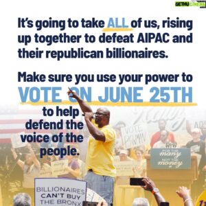 Jamaal Bowman Instagram - It’s election day!

It’s going to take all of us, coming together, to stand up to AIPAC and their right-wing megadonors. Make your plan to vote and make sure your friends, family, and anyone you know in NY-16 is voting too!

Learn how to vote and join us at the link in my bio!