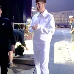James Blake Instagram - Glastonbury you were beautiful. My favorite show in a LONG time. Love to everyone who came to see us in a packed out Woodsies tent, and also the iPlayer contingent 😘

1. @prada 

2. The first singalong of many

3. I stand up now - I’m as surprised as you are

4. @santandave popping out with us at Glastonbury like the legend he is

5. My love

6. Watching the genius of Mike Skinner with @disgracecampbell , halloumi-in-cheek

7. Pre-show luck wish

8. Thrown Around

9. The goal that saved the day #thrownaround

10. At the end of the day it’s just us @mrassister @airheadmusic

📷 @joshinfilm