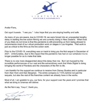 James Cameron Instagram - Oel ngati kameie, Avatar fans.