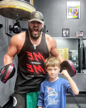 James Cox Instagram - Getting our workout on this morning. 

#dad #son #workout #fitness