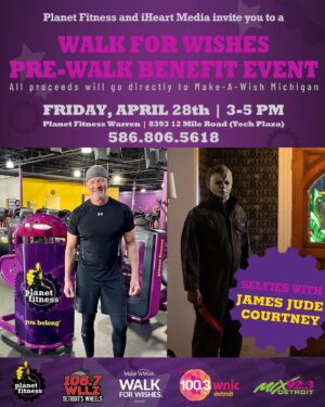 James Jude Courtney Instagram - Looking forward to hanging out with my friends at @planetfitness on Friday in Warren Michigan to raise money for @makeawishmi and Walk for Wishes. Come by and say hello! I'll be with my pals from @iheartradio #Detroit.
@1067wllz @1003wnic @mix923fm @makeawishamerica