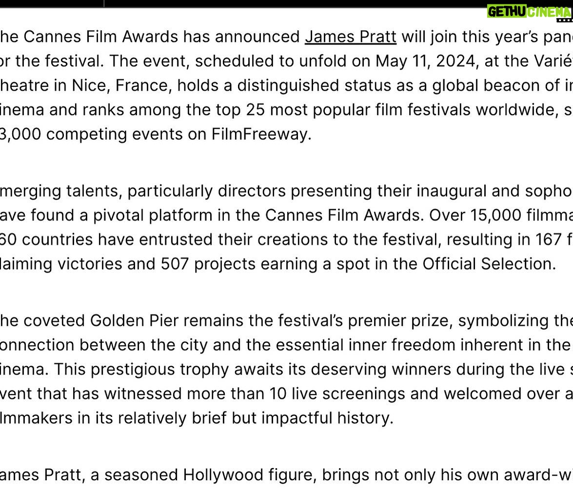 James Pratt - 1.7K Likes - Really excited for France this May and to watch some terrific films.
Thank you🙏
@eunicekphotography
@indiewrap
https://indiewrapmag.com/news/james-pratt-added-to-cannes-film-awards-judging-panel/
