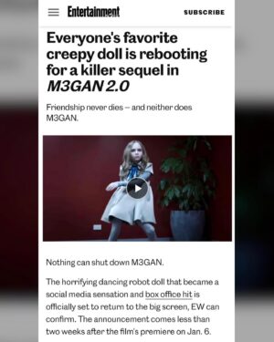 James Wan Instagram - The #M3GAN love worldwide has been incredible, so you get to @meetM3GAN again in M3GAN 2.0 on Jan 17 2025.