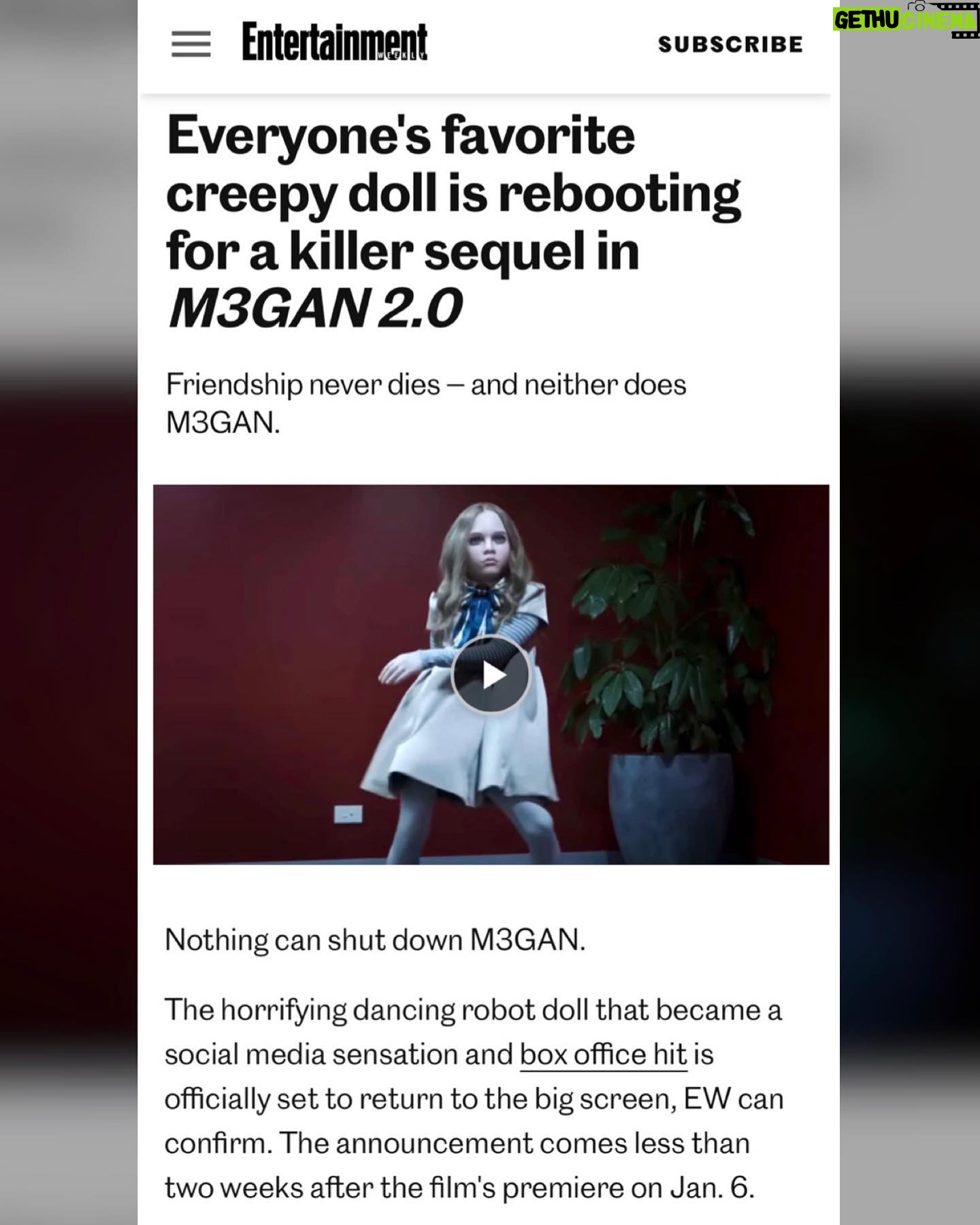 James Wan - 17.7K Likes - The #M3GAN love worldwide has been incredible, so you get to @meetM3GAN again in M3GAN 2.0 on Jan 17 2025.