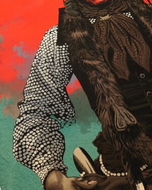 Jamie Hewlett Instagram - The Crossover is a focussed warrior who wears modern shirt with pistols and a rifle, a reference to early trading between indigenous people and the settlers.