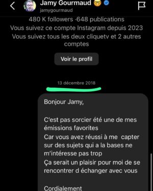 Jamy Gourmaud Instagram - Et oui JAMY tu devineras jamais ou je suis ?! 
Aujourd’hui @jamygourmaud m’a invité chez lui et dans son atelier pour discuter d’un PROJET commun… 
C’est fou, car ceux qui me suivent depuis le début savent comment je l’imitais dans la rue et dans le monde entier 
Une vraie inspiration 
6 ans plus tard nos routes se sont sont enfin croisées .. 💫

#jamy #Etouijamy 
#cestpassorcier #epicurieux #lemondedejamy