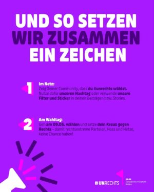 Jan Delay Instagram - wie immer delayed 😇 um ehrlich zu sein, dachte ich bei der kampagnen-anfrage: „ja fett, dann sagen da wieder sinngemäß viva con aqua, deichkind und ich, dass wir gegen nazis und rassismus sind. wir holen ein paar solidaritäts-likes, aber nichts verändert sich. denn dass wir und unsere follower antifaschisten sind, weiss eh jeder 🤷‍♂️ aber ich wurde positiv überrascht: viele acts und künstler die sich sonst nicht so explizit äussern haben mitgemacht. und genau das macht die ganze kampagne so wertvoll. denn man muss die leute erreichen, die den ernst der lage noch nicht erkannt haben. die, denen das alles bisher egal war. die unpolitischen, die sorglosen, die unentschlossenen, die  prokrastinatoren. die kids, die jetzt endlich schon mit 16 wählen dürfen 🙌 die liste all derer die mit einem unrechten kreuz auf dem wahlzettel für europa, die bundesländer oder den bundestag, die #noafd klein halten können, ist schier unendlich. und all diejenigen gilt es zu erreichen, zu motivieren und zu mobilisieren. darum props an alle die mithelfen. bei der arbeit, am esstisch, auf dem platz, im club oder hier in den socials. wenn leute von denen man es nicht erwartet, oder die sich sonst nicht zu sowas äussern ihren mund aufmachen, das ist momentan unsere stärkste währung. in diesem sinne hoffe ich, solche aktionen wie die vom schrauben-könig @wuerth_germany oder den gerüstbauern @geruestbau.boenninger finden viele nachahmer. lasst uns alles dafür tun, dass am 09.06. (und danach!) aaaaaaaalle #unrechts wählen! 🙏💚✊
