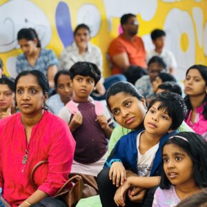 Janaki Sabesh Instagram - Celebrating World Mother Language Day at @liltrails with Master Storyteller @maajanaki narrating beautiful tales from @tulikabooks and strung with songs by @sudharajadr ‘s Sargam choir that left the kids and parents mesmerised. 
.
.
.
.
[story, storytelling, songs, children, events]
.#storytelling #stories #kids #children #events #storytelling #eventsforchildren #liltrails #lilstories #songs #chennaievents #chennaiparents #parenting