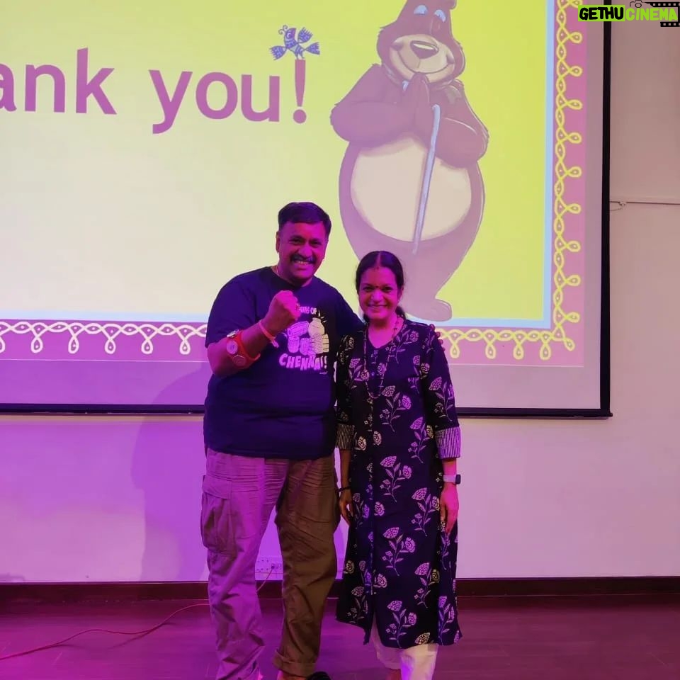 Janaki Sabesh - 455 Likes - A new generation, A classic tradition- Our recent partnership with the Goethe Institut led to an unforgettable session brimming with laughter, rhythm, and sweet nostalgia.
Janaki Sabesh (@maajanaki ) had the little ones dancing and singing to the timeless melodies of Karadi Tales, while Muralikrishnan (@drumsmurali )enchanted them with his captivating tunes and charming instruments.
A new generation discovered the timeless magic of old Karadi rhymes, with some kids already familiar and others eagerly picking them up along the way!
#karaditales
#karadithebear
#goetheinstitutchennai
#karadirhymes #musicalevent #musicandstories #kidsaudiobooks #childrensbooks #childrenspublishing #childrensevents #indianchildrensliterature