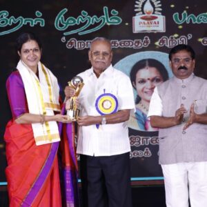 Janaki Sabesh Instagram - My heart is full today. Holding this precious award in my hand that is more of an affirmation for having chosen the right direction as a storyteller. I feel extremely happy to have received the 'Siraar Kadhai Sirpi' award (roughly translating to sculptor of stories for children) for storytelling, from the prestigious Paavai Group of Institutions, @paavaiedu as a part of Paavai Awards 2022.

Why is this moment very special? 
Few years ago when I decided to shift all the gears in my career into storytelling, it was difficult for everyone to be onboard. Could storytelling really be a standalone profession? Despite this big question, they strongly believed in me and my decisions. 

Being a storyteller is an opportunity to sow the seeds of imagination in hearts and minds. With every story shared with children and adults across age groups, I sense how the values in the stories rub off on me as a person too. 

In this exciting journey, as I continue to hone my skills, trust my diverse work experiences, and be committed to the process that unfolds, I owe a lot to the self-made woman in the picture (swipe right) my Athai who is my cheerleader at all times. In fact when I wanted her to pose with the award for a photo, the joy and pride she expressed for me was matchless. 

A big thank you once again to @paavaiedu Paavai Group of Institutions, Founder and Chairman, Shri Natarajan Varadappan sir, Smt. Mangai Natarajan ma'am (correspondent), and @avantinatarajan (Director, Student Affairs) for felicitating me with this award and recognizing storytelling as a powerful transformative art form. Elated to have received the award from Padma Shri Dr. Sirpi Balasubramaniam sir, a renowned Tamil writer, and poet, and also shared the awards stage with luminaries from various fields. 

An award is always a gesture of appreciation that fuels us to do more. So here's a promise to myself, to touch more and more hearts through stories.

Swipe further to see more moments from the event and the pride in Athai’s face as she celebrates the special moment with me.

#storyteller #gratitude #award #journey #believing #maajanaki