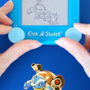 Jane Labowitch Instagram - @pokemon Red & Blue first launched in America 25 years ago today! ❤️💙 which starter did you pick? 

#etchasketch #etchasketchart #pokemonredblue #squirtleart #wartortleart #blastoiseart