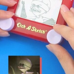 Jane Labowitch Instagram - Happy 30th anniversary to The Nightmare Before Christmas! 🎃 Tonight I debut the spooky Dr. Finkelstein, rendered earlier this month during a stream. His tiny hands make me extra uncomfy! ✋🤣

#etchasketch #etchasketchart #drfinkelstein #nightmarebeforechristmas #nightmarebeforechristmas30