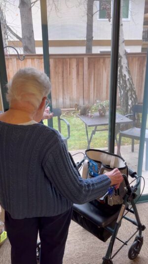 Jane Sibbett Instagram - Just a little snippet of my day with Mom. 95 and every day she’s upright and laughing is a blessing.  Covid is whipping through her facility and by the time we returned from her painful dermatology appt, three more residents had tested positive with Covid. That’s more than 10% of the residents in less than a week so she’s in lockdown again. We’ve been careful. She loves any outing, but she especially loves having picnics in the cozy car where she can people watch. And despite now being legally blind she can see shapes that bring stories and could even see in the reflection of the window ahead of us the cars on the freeway behind us. Not clouds scuttling—cars and trucks! What life she has seen. She wants to remember it all, she says. I am glad she can’t see my eyes well with tears. So many layers of life here and the stories are slipping so we repeat them over and over and over so we can remember—remember the name of the ranch her family owned where she summered and became a sought after high diver for her courage and grace high diving out of the cottonwood trees into the Sacramento River. Remember the first boy who kissed her. Remember this sweater.  With me she eats grilled brie, apple, and spinach sandwiches and oatmeal cranberry cookies with a sip of cocoa—delicacies over the shredded and minced foods they feed her to safeguard choking risks. A real sandwich is risky business, but it fuels her spirit as she takes her time reveling in a little tasty freedom. She tries not to finger her new wounds-the injustices of a life in the sun and the freeze & burn of the little cancers from the appointment. She remains positive. Hopeful. Exhausting work today, but she keeps trying. She is tired but doesn’t want to go back. But the meds call. She is brave and stoic and as her mask slips, she hugs tight today. She is grateful for her squirrel friends that she feeds all day long, newly dancing her hands with them now, too. So sweet. She’s grateful for the music and the Hallmark Mystery channel I left for her to listen to. I always cry a little as I drive away to work, but I am so grateful that we have her still. Prayers are always welcome. Thank you. 😘💕