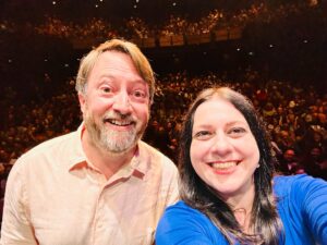 Janina Ramirez Instagram - Happy day! Sharing a stage with David Mitchell in Chester Storyhouse. Huge audience. Cracking questions. History has never been so fun!