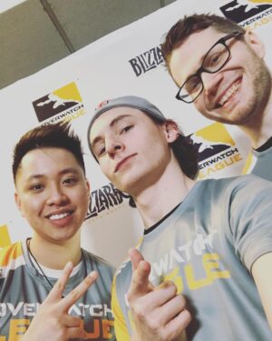 Jared Gilmore Instagram - Huzzah! Hanging out with @emonggtv and @karqgames at @overwatchleague opening day. Tis epic! #Huzzah #OWL2019