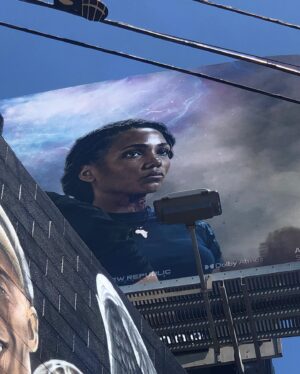 Jasmine Mathews Instagram - Let me just say that God is an on time delivering, generous, will give you better than you could have ever imagined if you stay faithful to the vision and hold it in your imagination with certainty and clarity kind of God. 

Cause it’s my face on a whole ass billboard for me! Alongside two of the most talented actors in the game, right above two beautiful angels, Mother Africa shining, carrying the ancestors and the birth place, the Source of huemanity right along with me. It’s the representation. It’s the dream coming true, it’s the promises delivered for me. Just. Wow. 

Anywho @thetomorrowwar is streaming NOW on #AmazonPrimeVideo. Watch it. Love it. Tell your friends about it. Watch it again. 

And lastly, thank you to all of #TheTomorrowWar fans, the love and support you all are showing is amazing and every single one of you is very much appreciated!

 🤗💜
