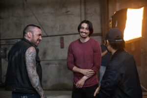 Jason David Frank Instagram - This upcoming fall the world will see Jason in Legend of the White Dragon @lotwhitedragon. The movie has so many intense actions scenes that you will be blown away. Check out this behind the scenes pictures of Jason, Aaron Schoenke @aaronschoenke @batinthesun in a battle between Erik Reed and Jai. #lotwd #legendofthewhitedragon #jasondavidfrank #ripjdf #ripjasondavidfrank #erikreed #jai #whitedragon #dragonprime #batinthesun #batinthesunproductions