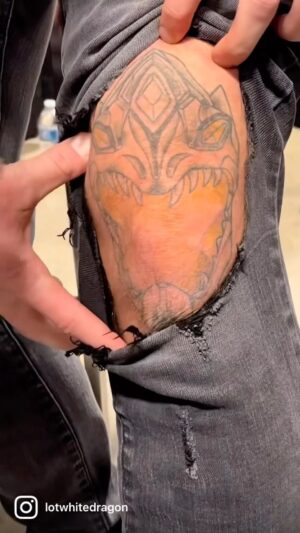 Jason David Frank Instagram - The FIRST EVER LOTWD TATTOO!!!! That’s dedication! We love seeing the excitement and hype from the fans! can’t wait to share this new universe with you #lotwd #whitedragon #erikreed #1263 follow my new movie @lotwhitedragon