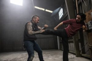 Jason David Frank Instagram - This upcoming fall the world will see Jason in Legend of the White Dragon @lotwhitedragon. The movie has so many intense actions scenes that you will be blown away. Check out this behind the scenes pictures of Jason, Aaron Schoenke @aaronschoenke @batinthesun in a battle between Erik Reed and Jai. #lotwd #legendofthewhitedragon #jasondavidfrank #ripjdf #ripjasondavidfrank #erikreed #jai #whitedragon #dragonprime #batinthesun #batinthesunproductions