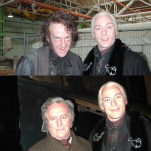 Jason Isaacs Instagram - #FBF #harrypotterandthechamberofsecrets. 2003. 
Early days for a young Lucius with the great #EdwardTudorPole as Mr Borgin (the scene was cut, naturally) and the late, great Robert Hardy as minister of magic, Cornelius Fudge. 
Wide of eye and smooth of skin.. LOOK HOW HAVING CHILDREN HAS RUINED ME!!! #AndNeverSleepingAndAgingAndTrump
#harrypotter 
#MostlyTrump