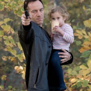 Jason Isaacs Instagram - #FBF Rehearsing #Brotherhood with 3yr old Ruby finding it only mildly entertaining. Everyone’s a critic. #DontTryThisAtHomeKids