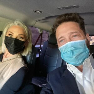 Jason Priestley Instagram - This is what date night looks like in 2021 kids! @naydoggy and I got out for the night! Thank god for al fresco dining! #covid_19 #coviddatenight
