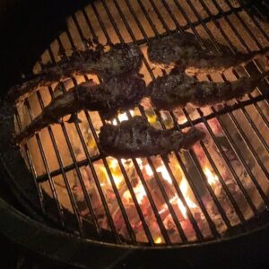 Jason Priestley Instagram - OK... so last night... day 301? Of captivity? I found this beautiful rack of lamb... butchered it... marinated the chops, for four hours, in Olive Oil, Dijon Mustard, Rosemary, Thyme, Garlic, Salt, and Pepper... made a fire... while the fire was preparing, I made a Caesar Salad... restaurant style. Anchovies et al! And roasted some broccoli with olive oil, salt, pepper and roughly chopped garlic... when the fire was ready, grilled the chops, and ate! Hope you had a good Saturday night!