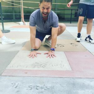 Jason Priestley Instagram - While we were @waltdisneyworld this weekend, I tried to find my handprints at the #chinesetheaterhollywoodstudios @disneyhollywoodstudio - and it’s still there! 30 years later! (My kids still don’t think I’m cool)  #disneyworld50 #disneyworld #waltdisneyworld