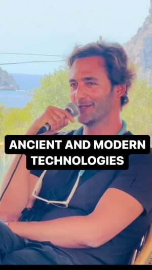 Jason Silva Instagram - ANCIENT AND MODERN TECHNOLOGIES! A clip of my conversation at @sacbe.love in #Ibiza discussing where consciousness meets technology. #tech #consciousness #spirit #psychedelic #innovation