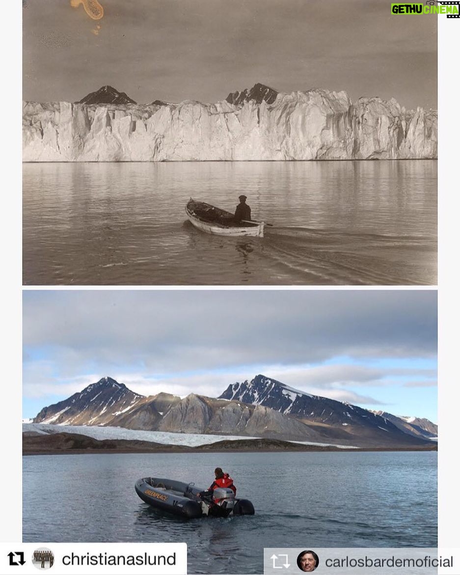 Javier Bardem - 7.7K Likes - Repost from @carlosbardemoficial Gracias a @christianaslund, un fotógrafo excepcional que conocimos a bordo del #arcticsunrise, por esta preocupante comparativa.
.
El #cambioclimático y el #calentamientoglobal son una realidad, #ártico y #antártida son los #termostatos del #planeta y lo sufren de manera visible. . ¡¡Hay que actuar!! Apoya la creación del #santuarioantártico, firma por él en Greenpeace.es o en protecttheantarctic.org
. ¡Este #2018 hagamos historia!
#Repost @christianaslund with @get_repost
・・・
The top of the world is melting and again record levels for minimum sea ice in the Arctic has been recorded. This year is the lowest ever since the measurements started and the rising air temperatures are heating up the glaciers to melt even more.
Glacier comparison image from the Kongsfjord area of Spitsbergen, Svalbard. 1928 to 2002. The glacier Blomstrandbreen on Svalbard in the high Arctic has retreated nearly 2 km since 1928, with an accelerated rate of 35 metres lost per year since 1960 and even higher in the past decade. Both of the images were taken during the summer season.
B/w image courtesy of Norwegian Polar Institute from year 1928.
Colour image Christian Aslund/Greenpeace, year 2002.
#climatechange #glacier #svalbard #greenpeace #arctic #climate