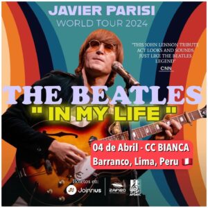 Javier Parisi Instagram - Hello folks! I hope you are well!
Here we go again ✈️ more gigs will be added soon
Nos vemos ahí amigos! 
04/4 CC BIANCA Barranco, Lima Peru 🇵🇪 
06/4 Teatro UPAO, TrujilloPeru 🇵🇪
11/4 Marquee, Palermo, CABA 🇦🇷
27/4 El Cultural, Lanus 🇦🇷
04/5 NV Teatro, R. Grande, Patagonia 🇦🇷

Stay tuned: España, Mexico, Indonesia, Philippines, England and more…

#javierparisi #impersonator #johnlennon #lennon #lennontribute #tributetojohnlennon #beatleband #ultimateimagine #thebeatles #beatles #imaginejohnyoko #databeatle #lennonargentino #news #entertainment #ジョンレノン #eternallennon #lennonlookalike  #johnlennontribute #palermo #marquee #showenvivo