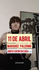 Javier Parisi Instagram - 📣Hola amigos! ultima chance de vernos en C.A.B.A 🇦🇷 
THE BEATLES “IN MY LIFE” world tour 2024🔥
📆Fecha: 11 de Abril
🕣Hora: Show 21:00 horas, Apertura 20hs.
📍Lugar: MARQUEE Sesion Live, Scalabrini Ortiz 670, PALERMO.
🎟️ Entradas: PASSLINE o en mi sitio web www.javierparisi.com 

Disfruta de un show renovado donde recrearé las distintas etapas de John Lennon, desde la beatlemania hasta su carrera solista, brindándote más de 25 canciones y momentos mágicos junto a una gran banda en vivo que te transportarán a los conciertos de John Lennon. 🌈🎤
Este espectáculo es “ATP” para toda la familia, una experiencia que no pueden perderse! 🎉👨‍👩‍👧‍👦
¡Adquieran sus entradas ahora y consigan los mejores lugares! 🎟️🔗

#javierparisi #impersonator #johnlennon #lennon #lennontribute #tributetojohnlennon #beatleband #ultimateimagine #thebeatles #beatles #imaginejohnyoko #databeatle #lennonargentino #news #entertainment #ジョンレノン #eternallennon #lennonlookalike  #johnlennontribute #palermo #marquee #showenvivo
