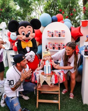 Jax Taylor Instagram - Brittany has been thinking about this party since before Cruz was even born and the day finally came where her dream birthday for our son came alive. Many thanks to all our friends and family who joined us on a busy weekend in California with it being Easter and Coachella. Cruz is so blessed to have so many friends/family we could not have imagined a better first birthday for our little slugger. We couldn’t have had such an amazing day without the help from amazing planners and vendors! All the party details are tagged below. ⚾️❤️💙 Photographer:
@ashleyrobertsphotos
Design/Coordinating:
@picnic_and_petal 
Coordinating/Balloon Installation: @glitzandgather 
Marquees: 
@alphalitlosangeles 
Custom Shelter 
@ezupshelters 
Softplay:
@modernkidsplaycompany
Custom Concession Stand: 
@darkmarqueedesigns
Pretzels: 
@worldsbestpretzels 
Popcorn: 
@thepopcorner 
Cake: 
@thegateauxshoppe_
Custom Cookies 
@megans.bakes
Custom Macarons: 
@boymama_bakes
Custom Cake Pops: 
@sweetdessertsbymaribel
Custom Neon Sign:
@britelitetribe
Custom Bar: 
@tinkerxdust
Custom Water Cans: 
@eliqs
Custom Stir Sticks: 
@atomickraftworks
Wine: 
@avaline
Custom Signage: 
@bwscreations
Table linens:
@cvlinens
Balloons provided by: 
@qualatex 
Custom Invite: 
@winkandinkpaperie
Mickey: 
@pureimaginationparty 
Charcuterie:
@bon_appecheese 
Burgers: 
@larrysburgershack