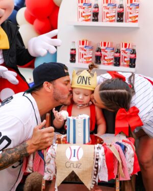 Jax Taylor Instagram - Brittany has been thinking about this party since before Cruz was even born and the day finally came where her dream birthday for our son came alive. Many thanks to all our friends and family who joined us on a busy weekend in California with it being Easter and Coachella. Cruz is so blessed to have so many friends/family we could not have imagined a better first birthday for our little slugger. We couldn’t have had such an amazing day without the help from amazing planners and vendors! All the party details are tagged below. ⚾️❤️💙 Photographer:
@ashleyrobertsphotos
Design/Coordinating:
@picnic_and_petal 
Coordinating/Balloon Installation: @glitzandgather 
Marquees: 
@alphalitlosangeles 
Custom Shelter 
@ezupshelters 
Softplay:
@modernkidsplaycompany
Custom Concession Stand: 
@darkmarqueedesigns
Pretzels: 
@worldsbestpretzels 
Popcorn: 
@thepopcorner 
Cake: 
@thegateauxshoppe_
Custom Cookies 
@megans.bakes
Custom Macarons: 
@boymama_bakes
Custom Cake Pops: 
@sweetdessertsbymaribel
Custom Neon Sign:
@britelitetribe
Custom Bar: 
@tinkerxdust
Custom Water Cans: 
@eliqs
Custom Stir Sticks: 
@atomickraftworks
Wine: 
@avaline
Custom Signage: 
@bwscreations
Table linens:
@cvlinens
Balloons provided by: 
@qualatex 
Custom Invite: 
@winkandinkpaperie
Mickey: 
@pureimaginationparty 
Charcuterie:
@bon_appecheese 
Burgers: 
@larrysburgershack